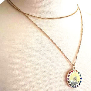 R Gold-Tone & Sparkly Stones Double Chain Necklace